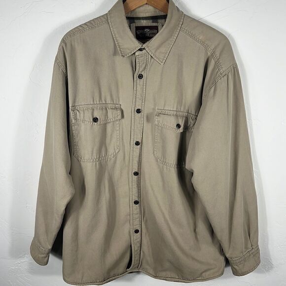 🔥🔥 Vintage Levi’s Blanket Lined Khaki Button Down Cotton Shirt - Sz L - EUC - Picture 1 of 6